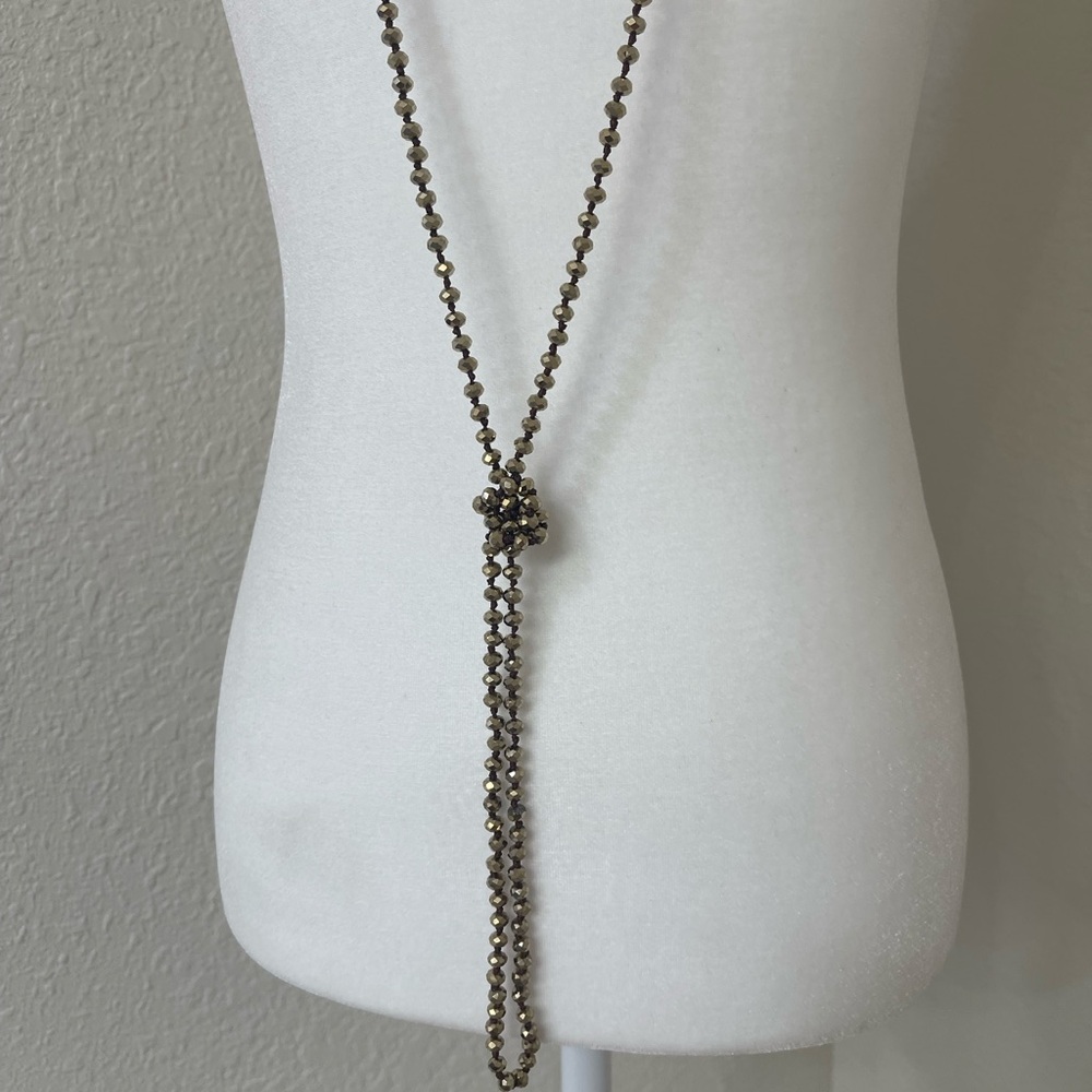 Yellow, Blue, and Bronze Beaded Necklaces - Picture 7 of 9